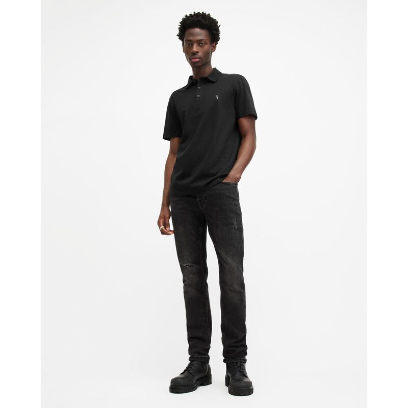 AllSaints Reid Slim Fit Ramskull Polo Shirt image number 3